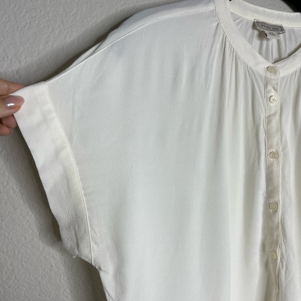 Point Sur Drapey Popover Cream White Blouse Top XS - Picture 2 of 7